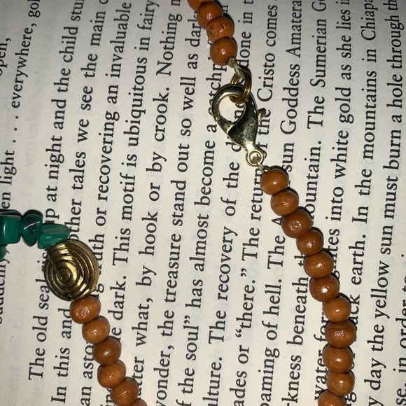 Bohemian Wood & Malachite MOON Necklace - Picture 4 of 4